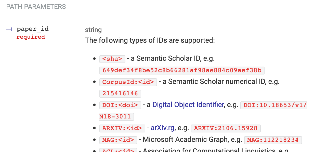 a diagram displaying the base url [https://api.semanticscholar.org/graph/v1/] and resource path [/paper/search]